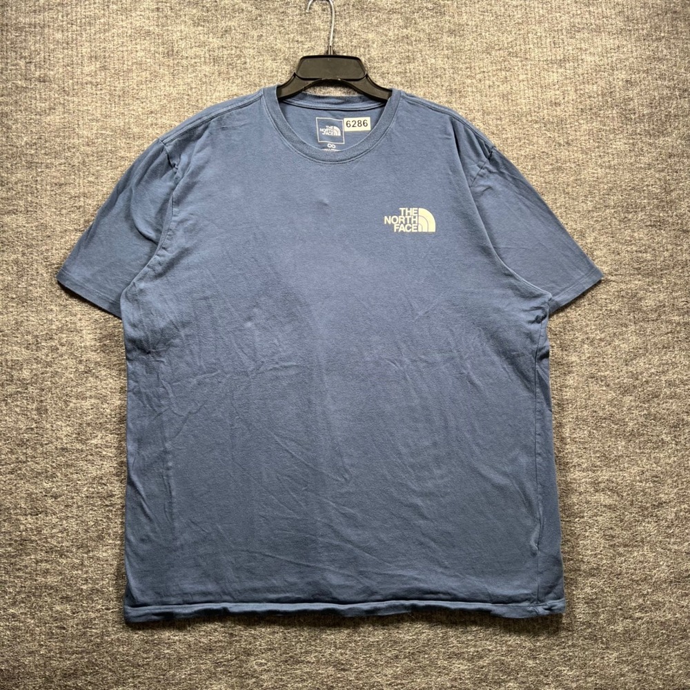 The North Face Mens XXL Blue Circular Design Tee Never Stop Exploring Shirt